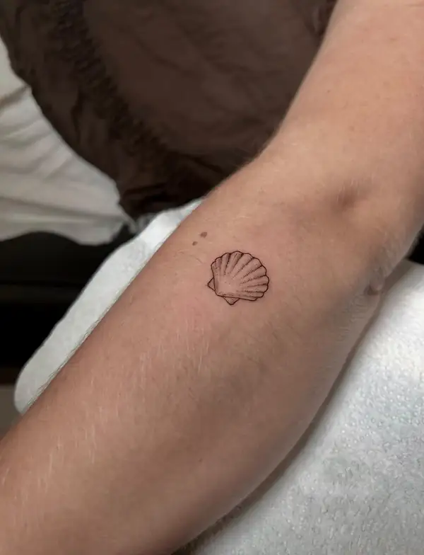 Una vieira en línea fina y punteado en el brazo.